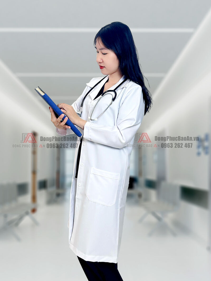 áo bác sĩ dài tay cotton Hàn