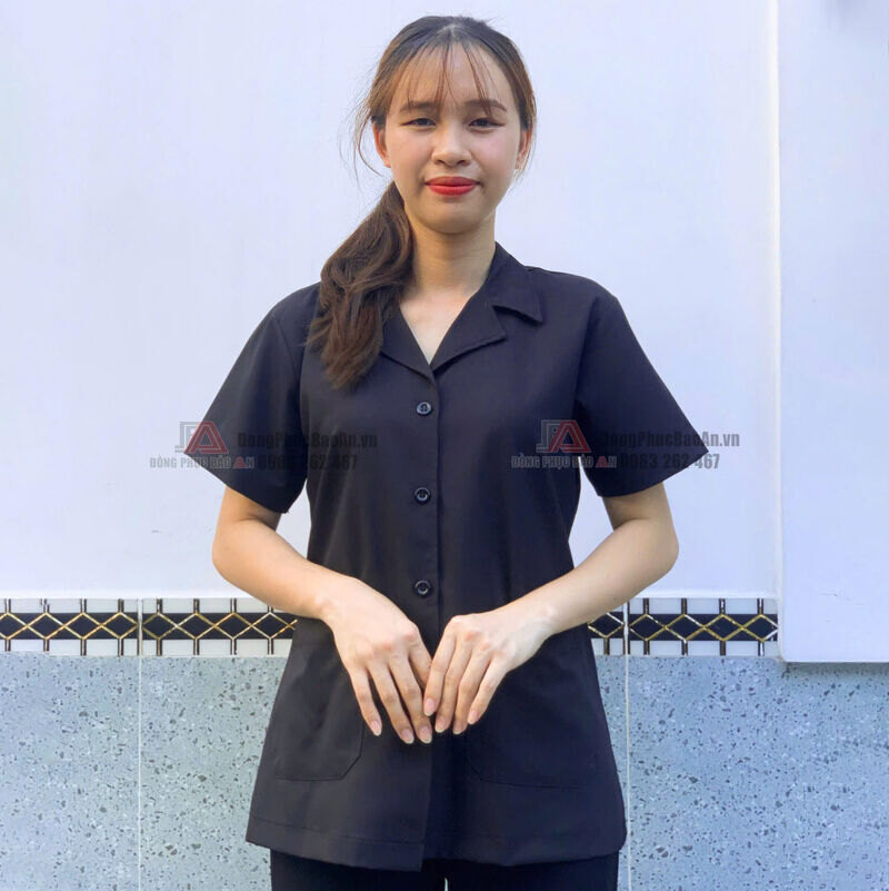 áo tạp vụ màu đen