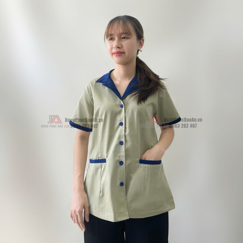 áo tạp vụ nữ màu xám