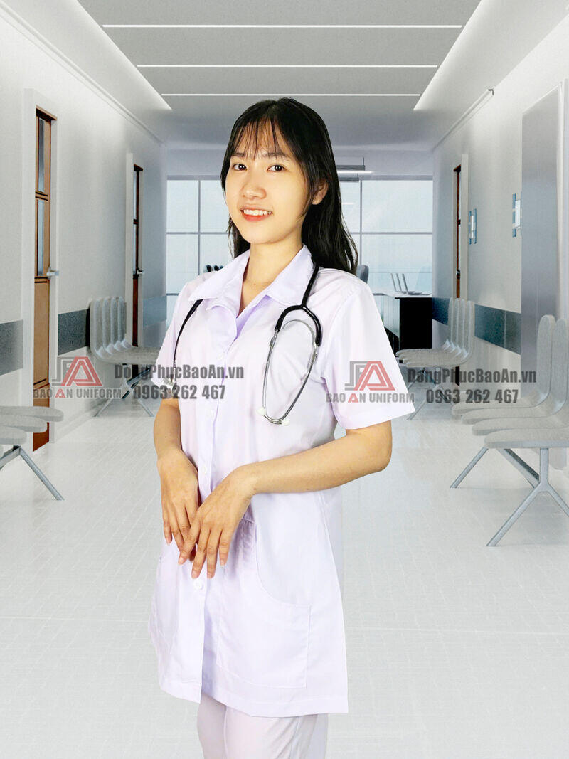 chi tiết mẫu áo blouse dược sĩ nữ