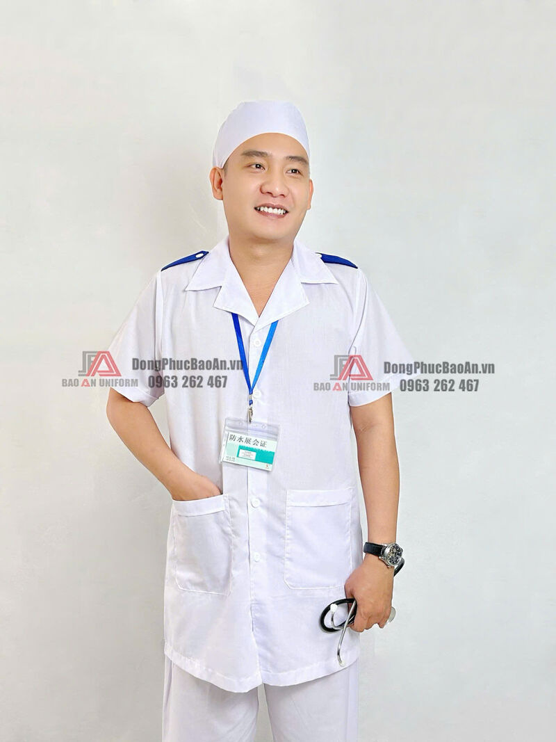 thiết kế mẫu áo blouse cầu vai xanh