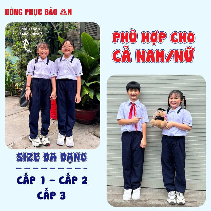 hướng dẫn chọn size quần đồng phục học sinh