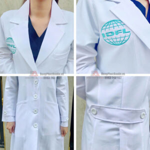 thêu tên logo lên áo blouse