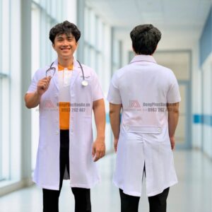 may ao blouse bác sĩ thêu logo theo yêu cầu