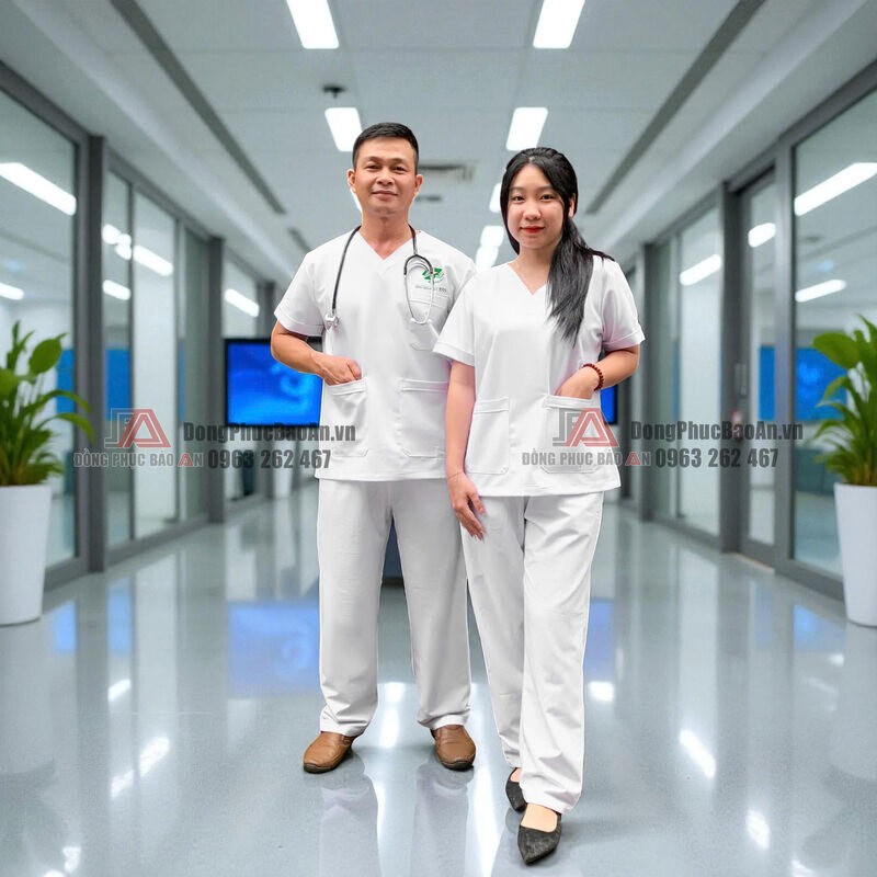 may đồng phục y tế