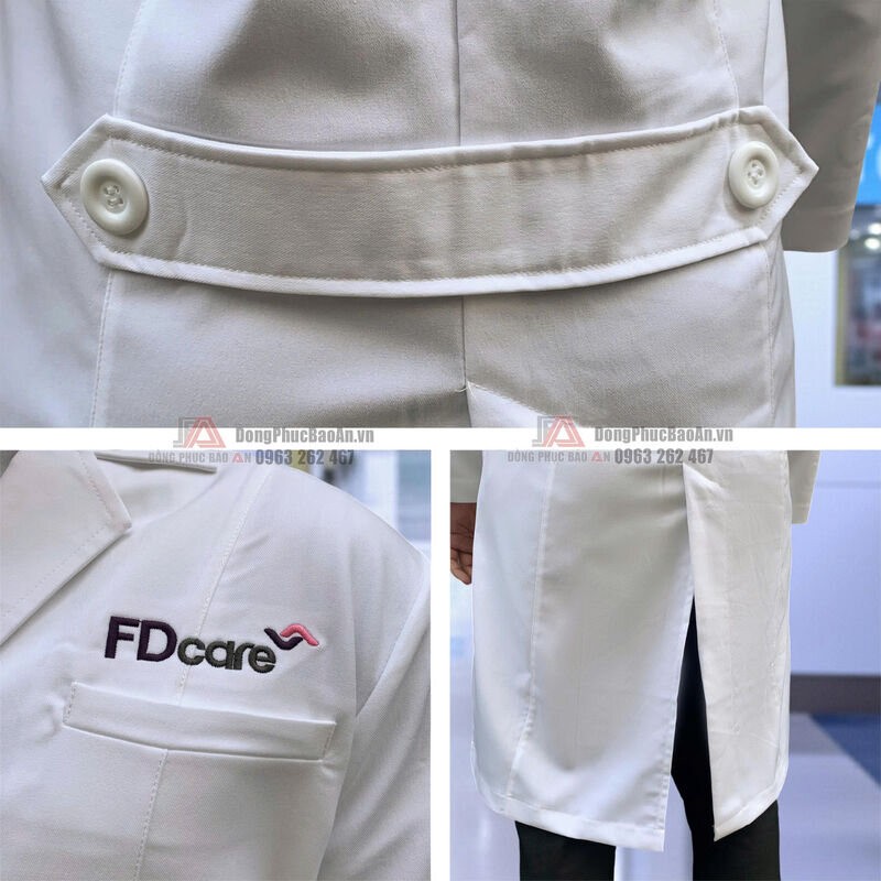 xưởng may áo blouse thêu logo