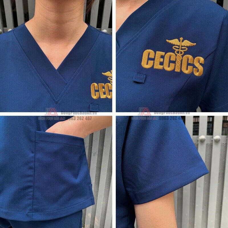 bộ scrubs thêu logo