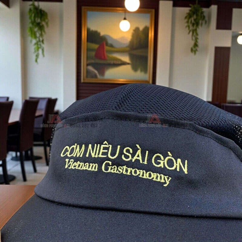 nón vải lưới thêu logo