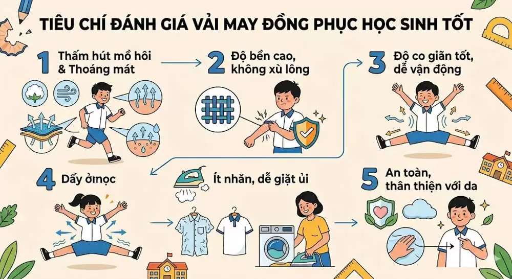 Kinh nghiệm chọn chất liệu vải may đồng phục học sinh phù hợp nhất - ĐỒNG PHỤC BẢO AN