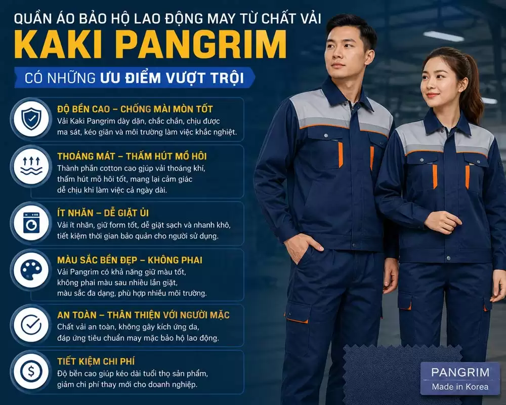 Vải Kaki Pangrim - Chất liệu vải may đồ bảo hộ lao động tốt nhất hiện nay - ĐỒNG PHỤC BẢO AN